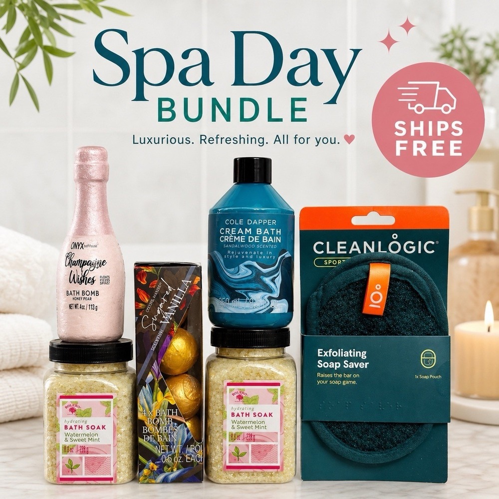 Spa Bath Gift Bundle Bath Soak Bombs Cream Bath Soap Saver Relax Set Free Ship